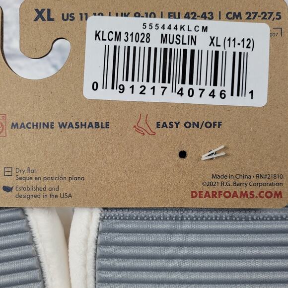 Dearfoams Lane Teddy Slide Memory Foam Slippers in Muslin size XL (11-12) - Picture 11 of 14